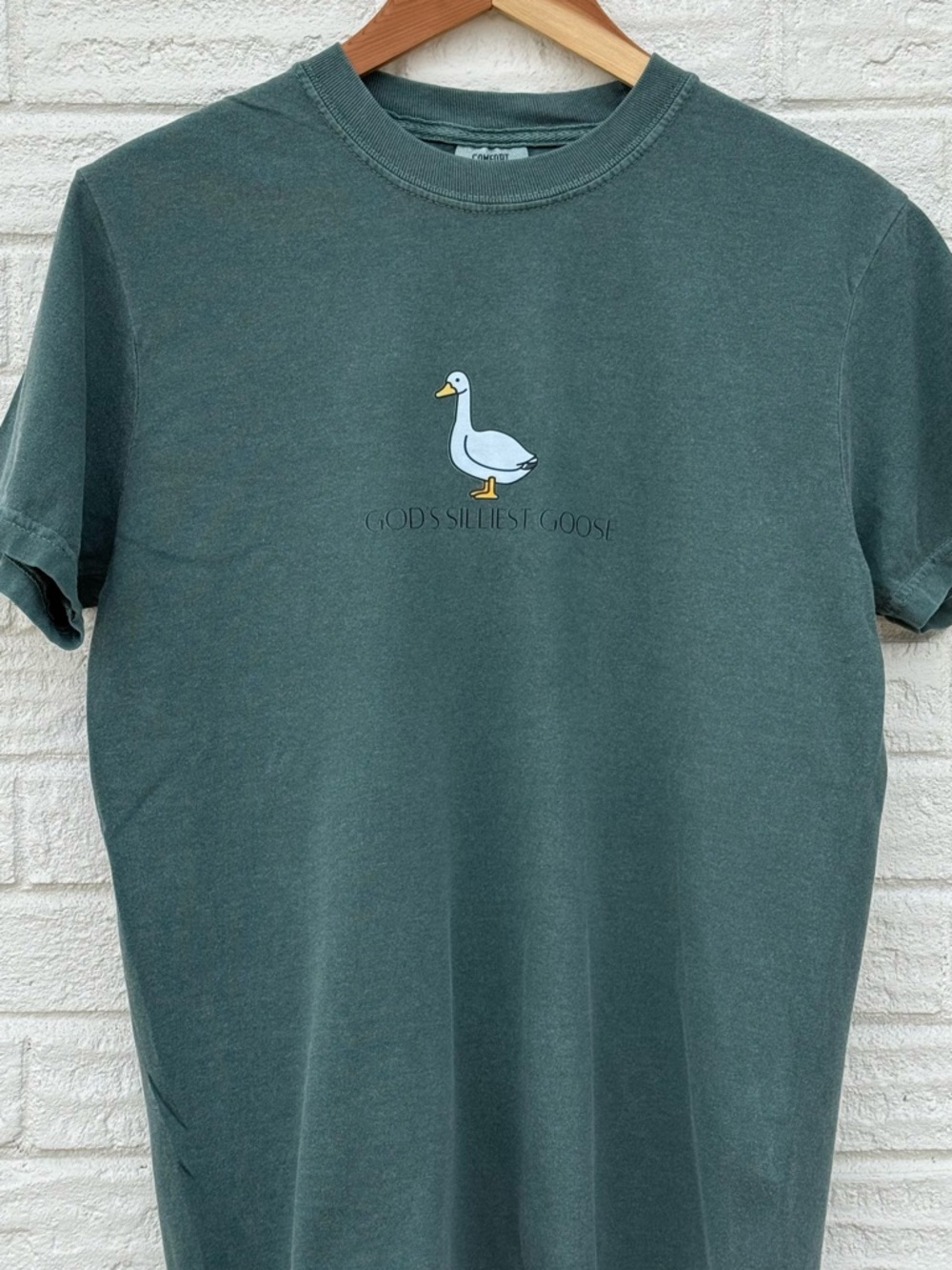 Comfort Colors Forest Green Short Sleeve Tee with White Goose Graphic